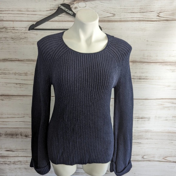 LOFT Sweaters - Loft Cableknit Navy Blue Crew Neck Sweater Sz Small